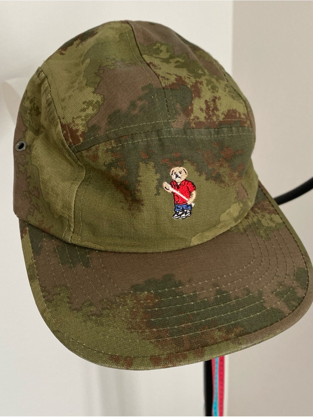 Acapulco Gold “Angry Lo Bear” Camouflage Camp Cap Hat Streetwear 5 Panel